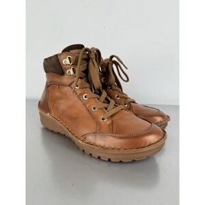 PIKOLINOS Cazorla Brown Leather Ankle Boots Womens 7 / 37 Lace Up Casual EUC